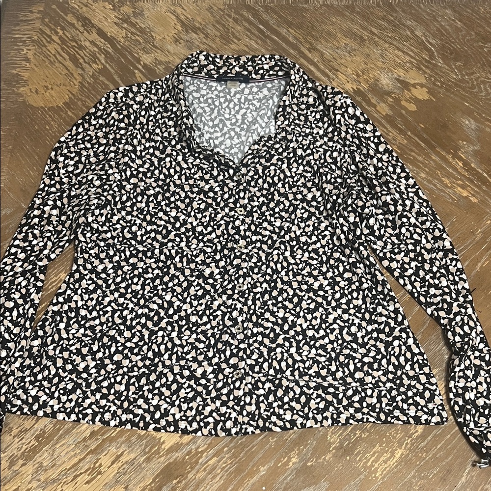 Tommy Hilfiger Black and White Patterned Top